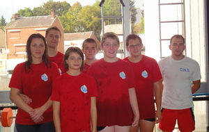 Jérémy Sébille, Ruben Morelle, Antoine Horville, Amandine Sébille, Chloé Gourdon, Guillaume Ravaut et Sylvain notre entraîneur 